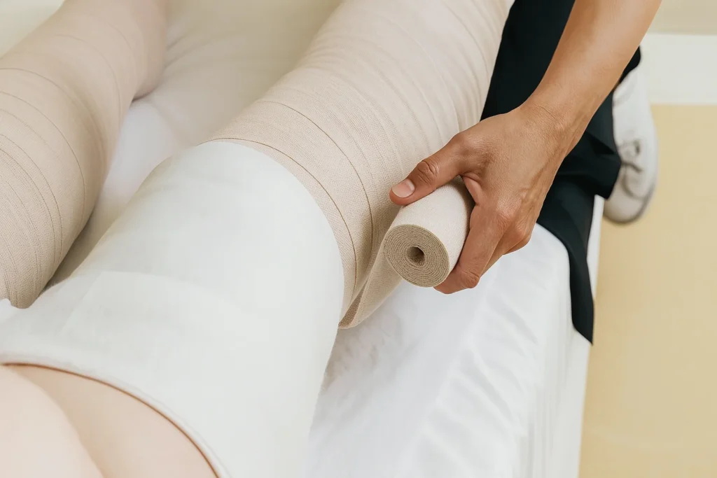 Bendaggi elastocompressivi eseguiti presso Fisiosport